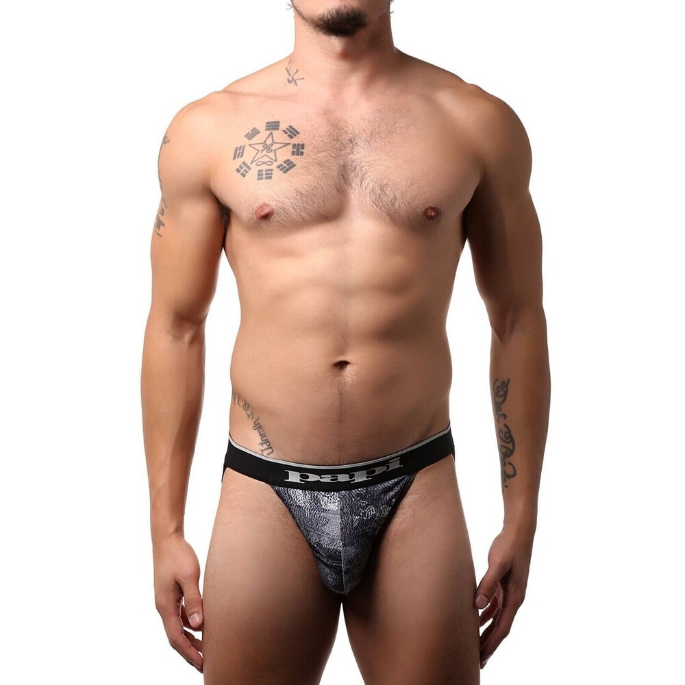 Papi Grey Paisley 2-Pack Microfiber Men's Jockstraps Size Small